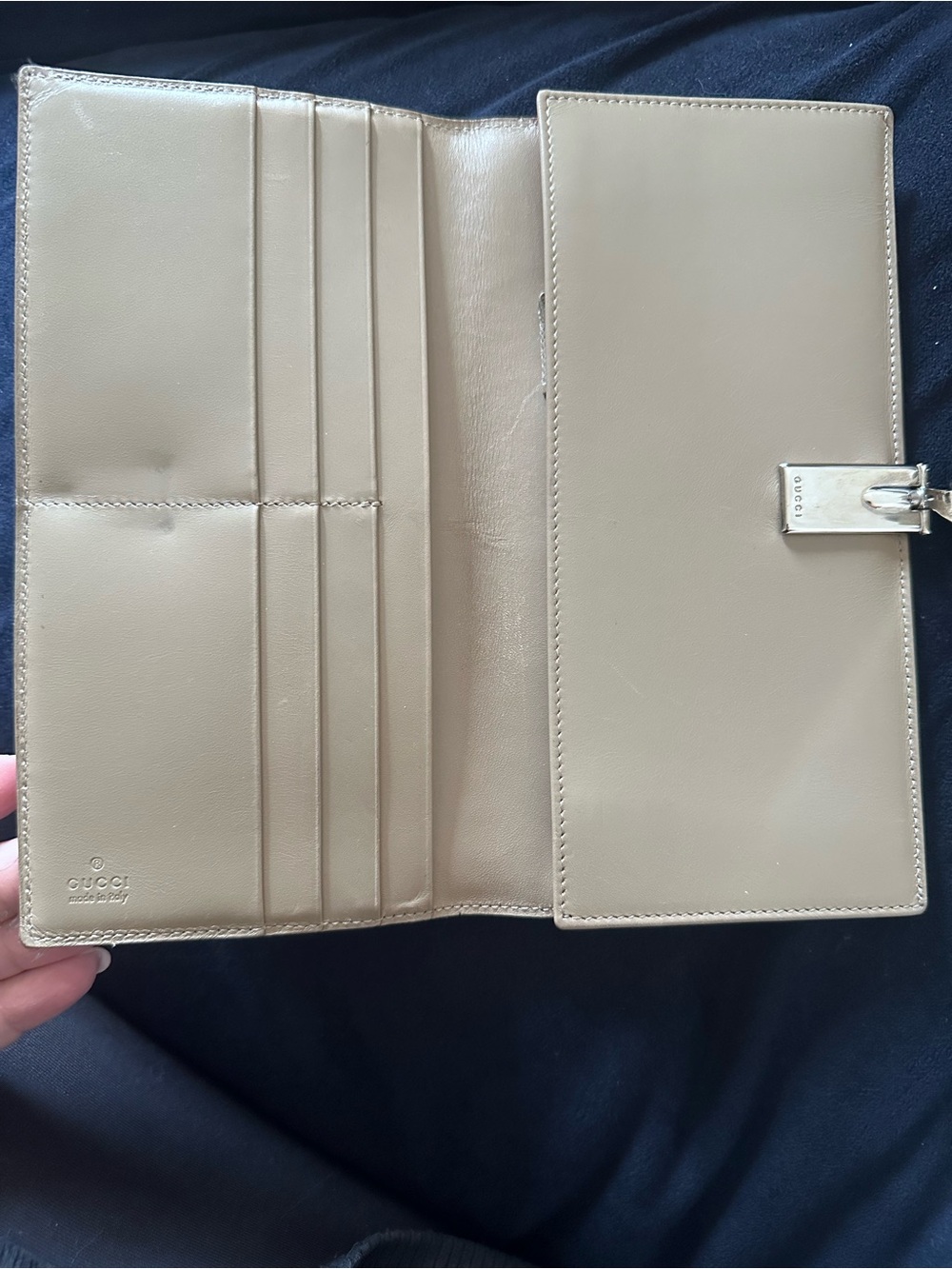 Gucci Taupe Leather Long Wallet with clasp - Picture 4 of 9